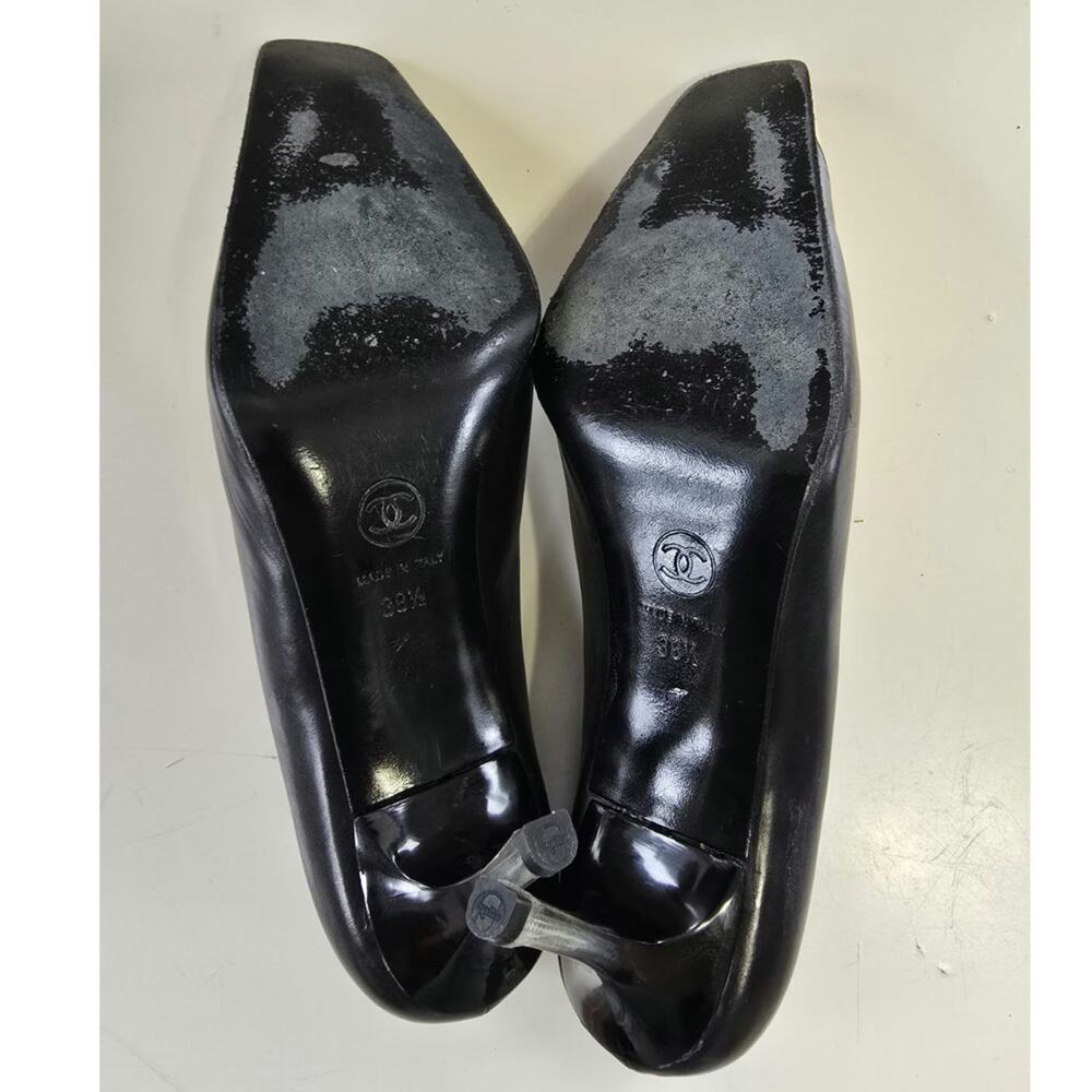 Vintage Chanel black & white square Toe pumps sz 38.5 /7.5 - Picture 6 of 9
